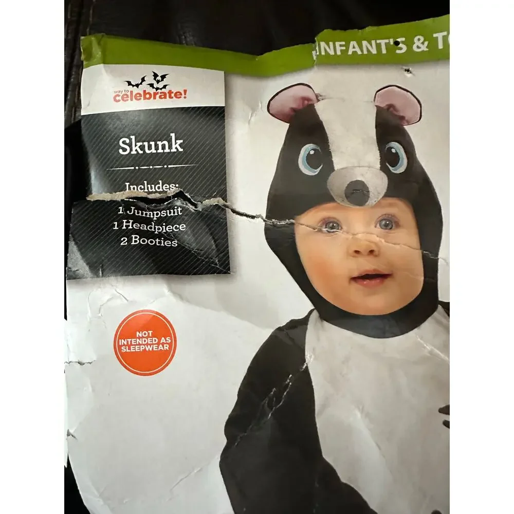 Infant Way to Celebrate Skunk Halloween Costume 0-6M, Black and White